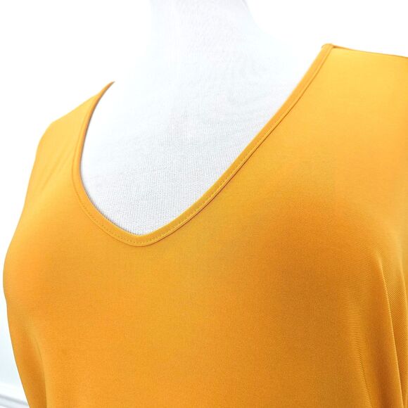 Yellow Shirt Blouse Womens LARGE 3/4 Length Lattice Sleeve - Picture 4 of 6